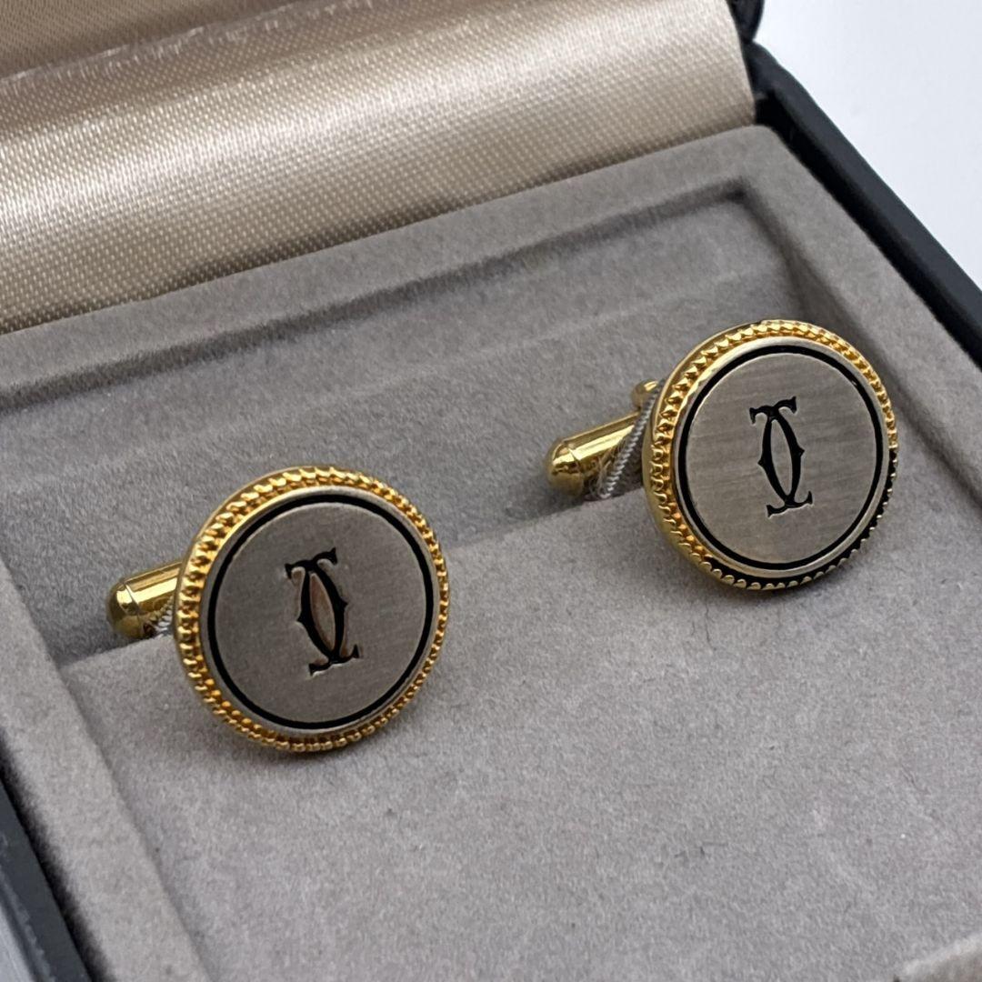 Cartier カルティエ カフス カフリンクス ダブルC ロゴ 金×銀 Cartier カルティエ カフス カフリンクス ダブルC ロゴ 金×銀