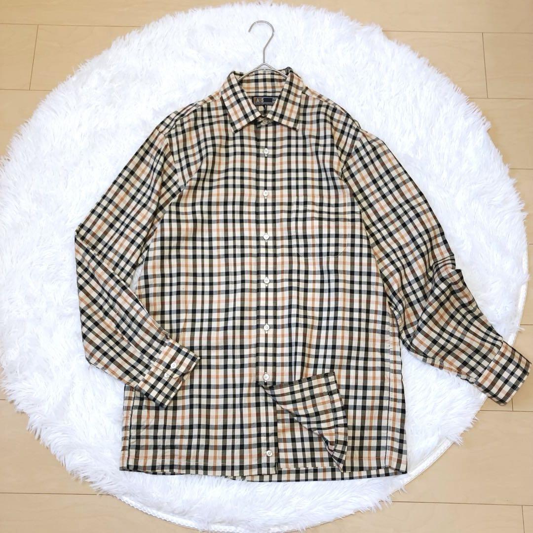 DAKS⭕️長袖チェックシャツ 綿100% 定番 高級 人気 メンズ Mサイズ