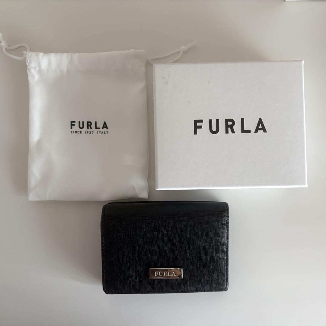 新品未使用】FURLA 三つ折り財布 黒 レザー