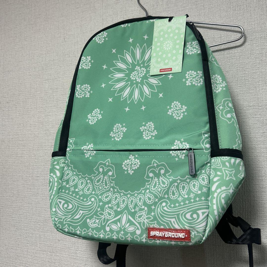 ★新品タグ付き★ sprayground リュック　ペイズリー柄　ミント　バッグ