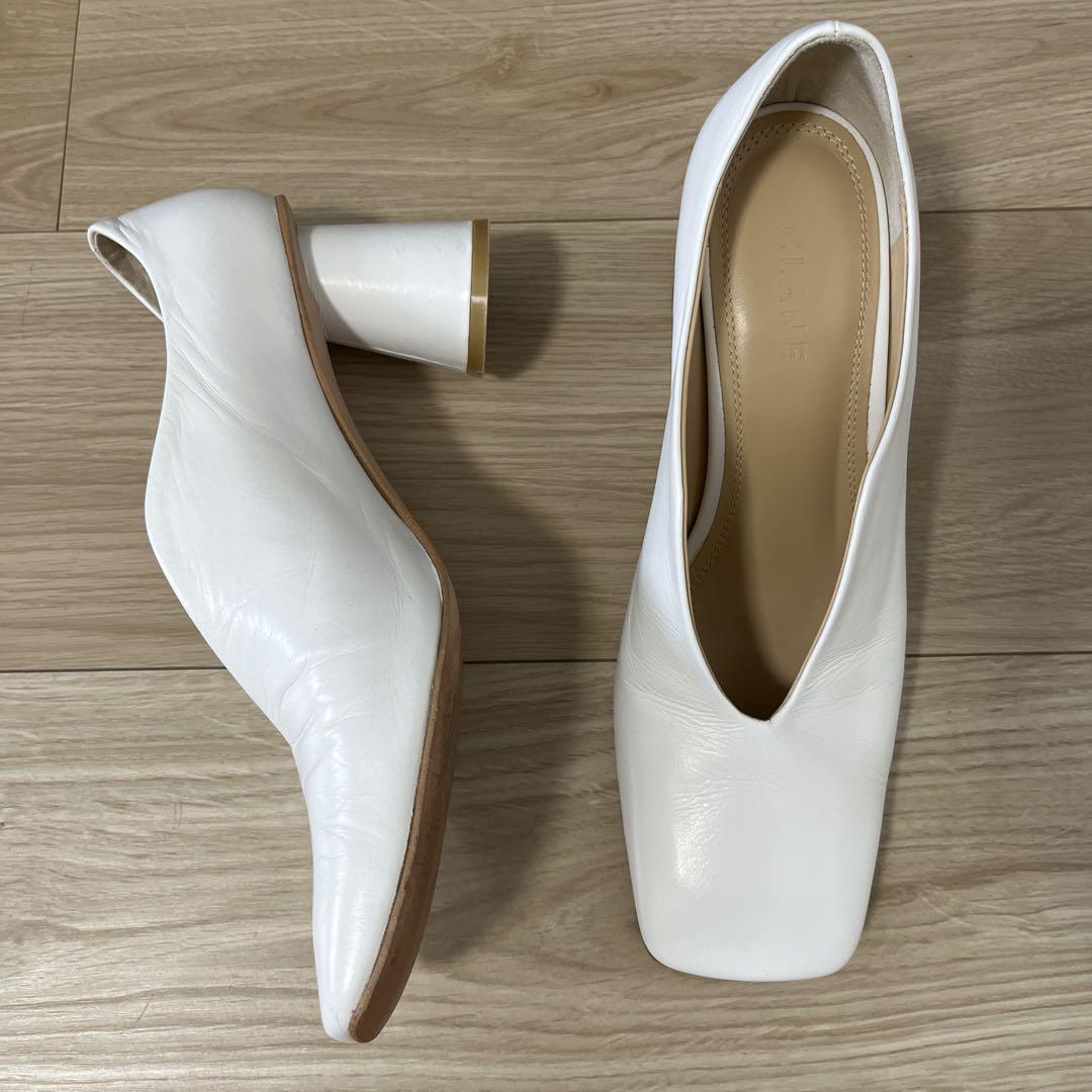 未使用 CLANE WAVE SQUARE PUMPS ホワイト 38 - メルカリ