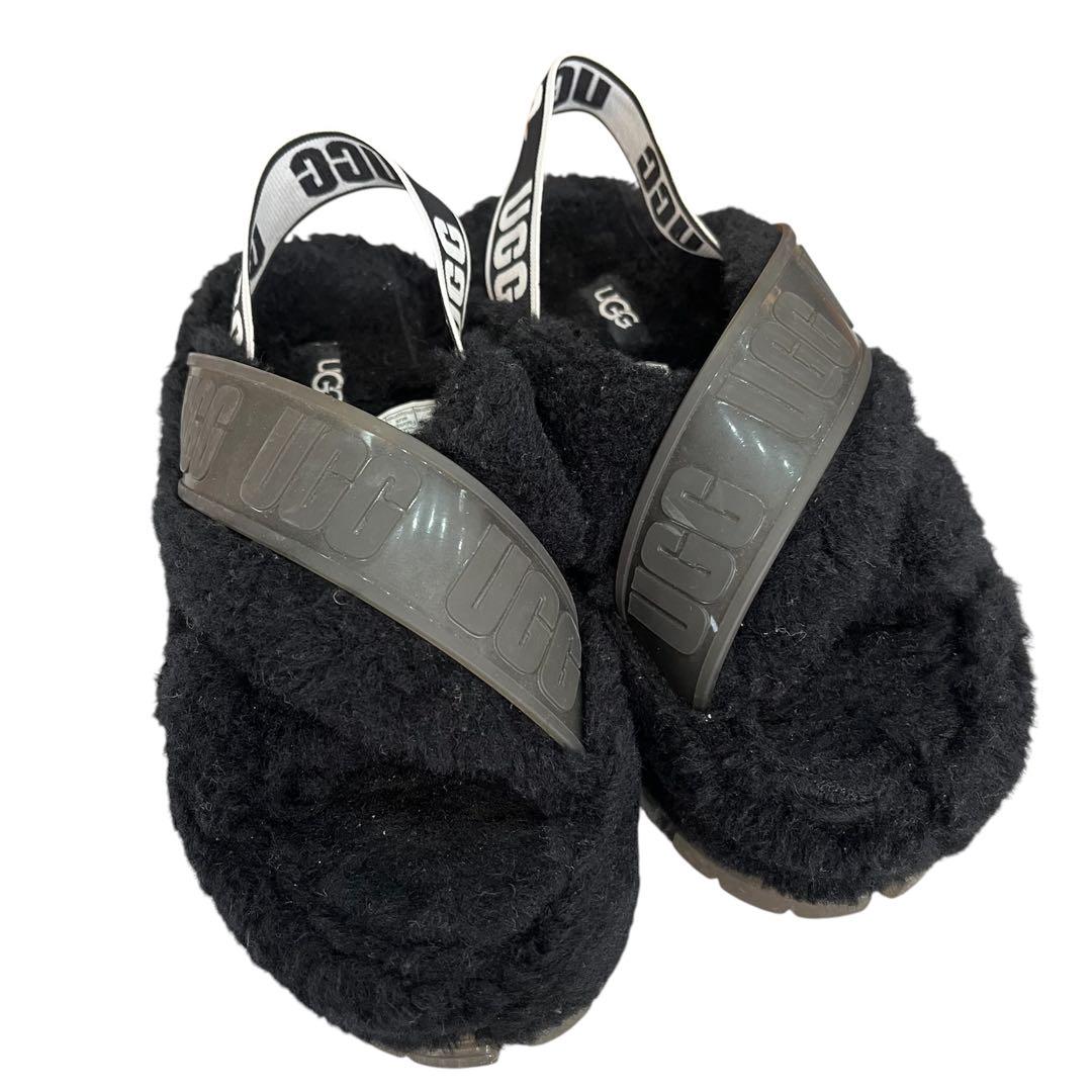 UGG ファンタジークリア　ファーサンダル　厚底ボア　22センチ　黒
