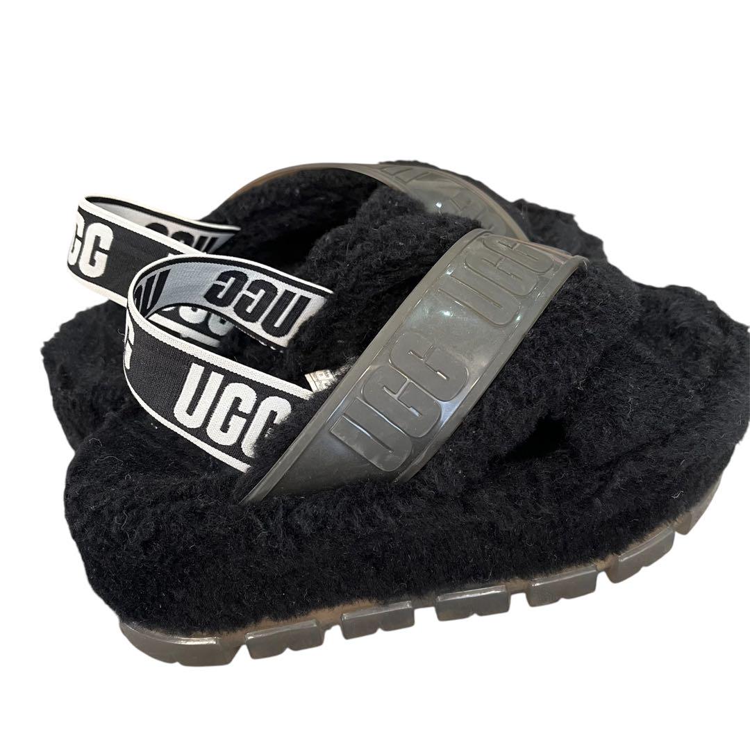 UGG ファンタジークリア　ファーサンダル　厚底ボア　22センチ　黒