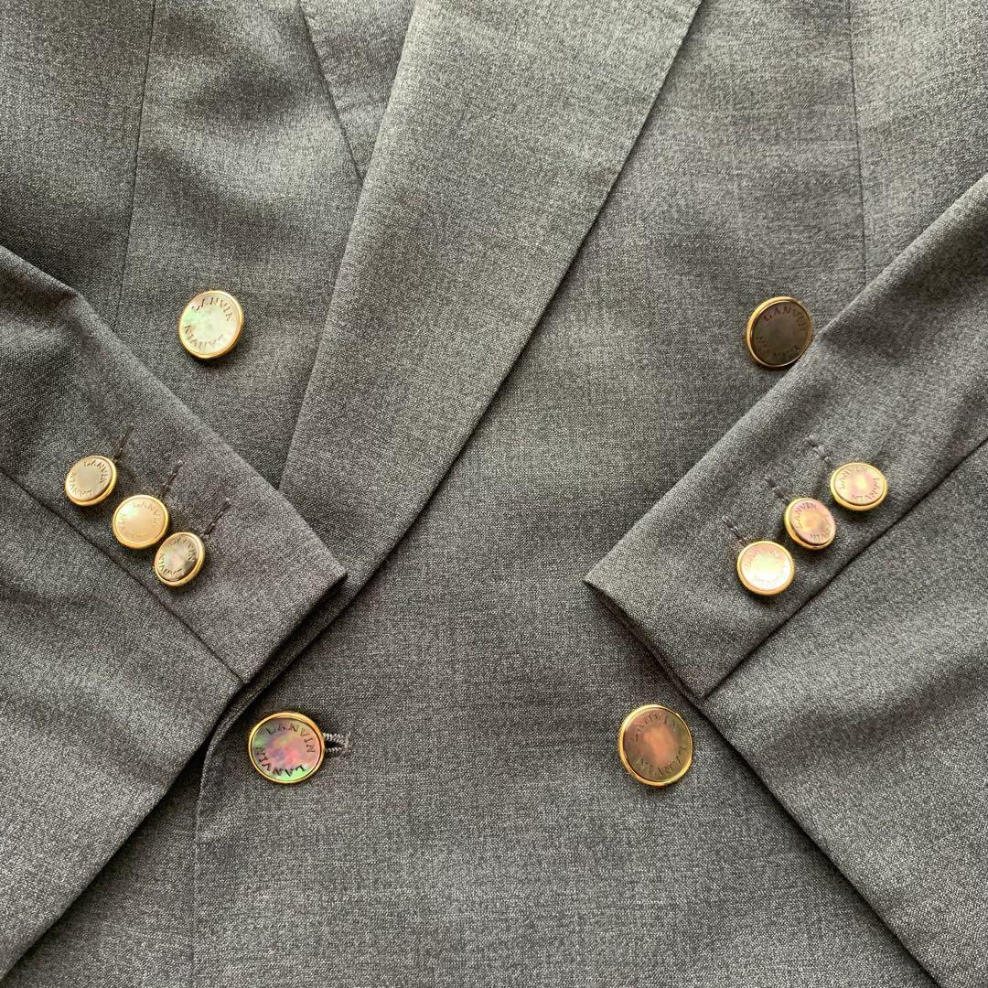 【美品】LANVIN ランバン ダブル セットアップ シェル釦 サマーウール M