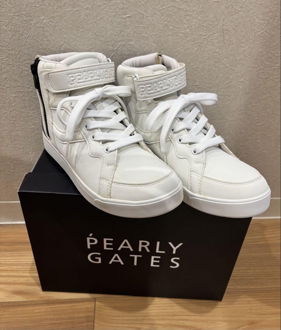 【特別セール品】 パーリーゲイツゴルフシューズ 【白と黒のコンビのハイカット シューズ(女性用)