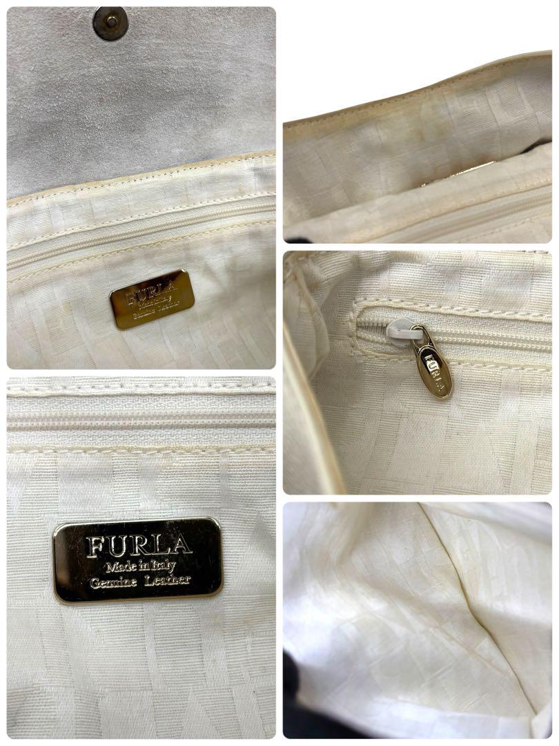 良品】フルラ チェーンショルダーバッグ オールレザー ロゴ金具