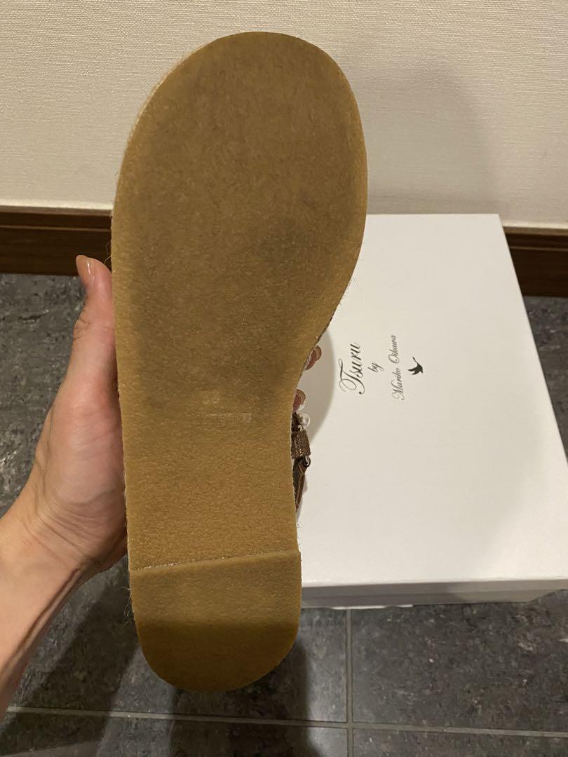 ツルバイマリコオイカワTSURUパールサンダル38 Bonne ブラウン ツルバイマリコオイカワTSURUパールサンダル38 Bonne ブラウン