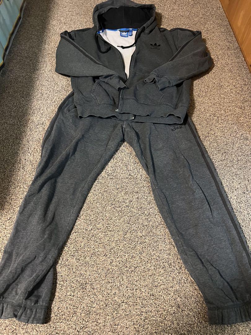 adidas グレー フルジップパーカー Ｌサイズ