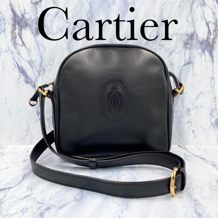 1点物★カルティエ ショルダーバッグ マストライン ブラック レザー 1点物★カルティエ ショルダーバッグ マストライン ブラック レザー