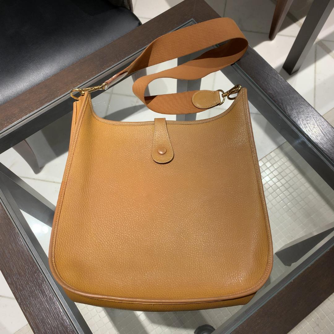 HERMES エルメス エブリン GM □A刻印 ショルダーバッグ キャメル