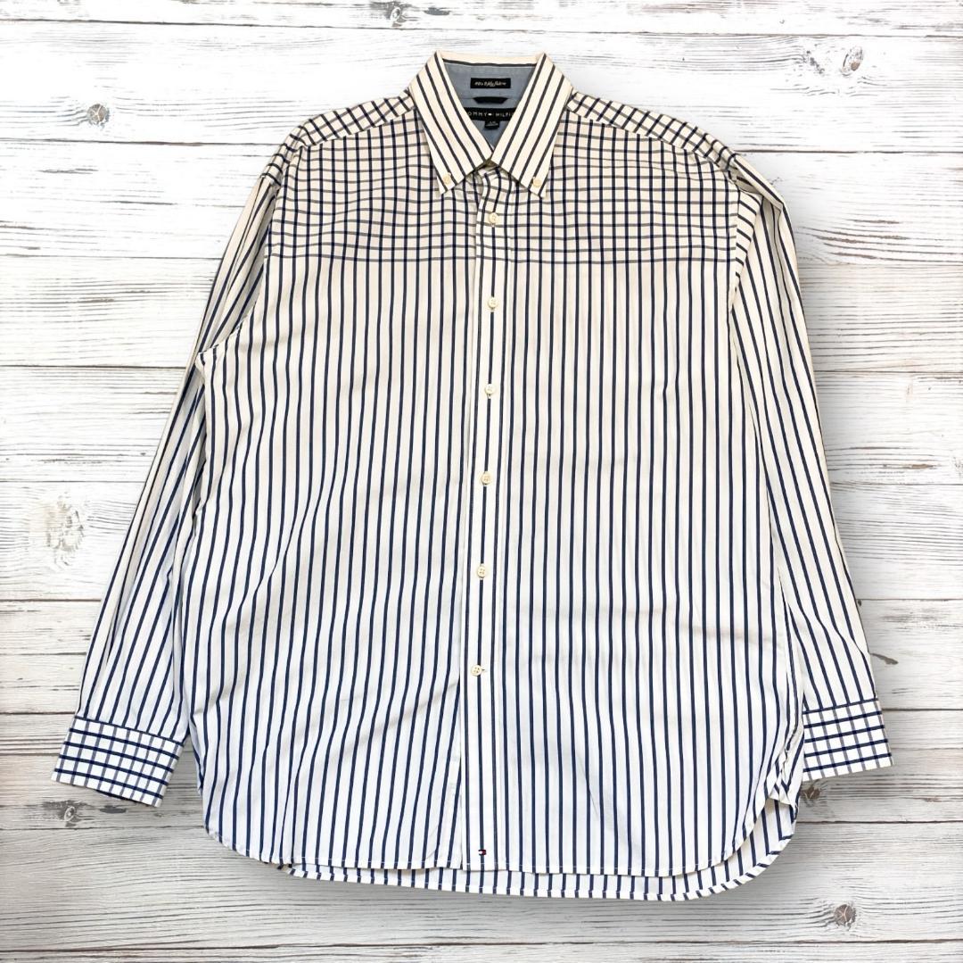 TOMMY HILFIGER 長袖シャツ 刺繍ロゴ ホワイト L 0077