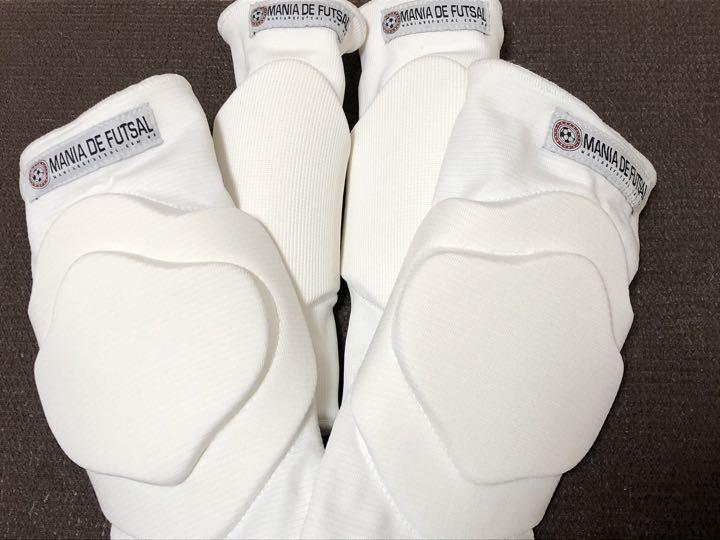 マニアデフットサル 膝サポーター&肘サポーター フットサル ゴレイロ マニアデフットサル ゴレイロ サポーターセット 白 膝M肘S