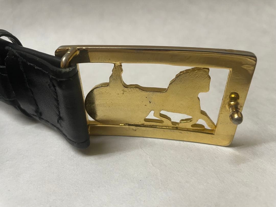 vintage セリーヌ ベルト 馬車金具 レザー 黒 ブラック イタリア製