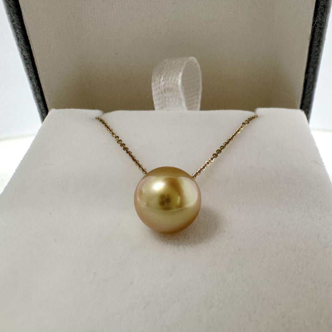 印象のデザイン 珍しいテリ最強綺麗な南洋ゴールド真珠茶金クラス9-10mm アクセサリー