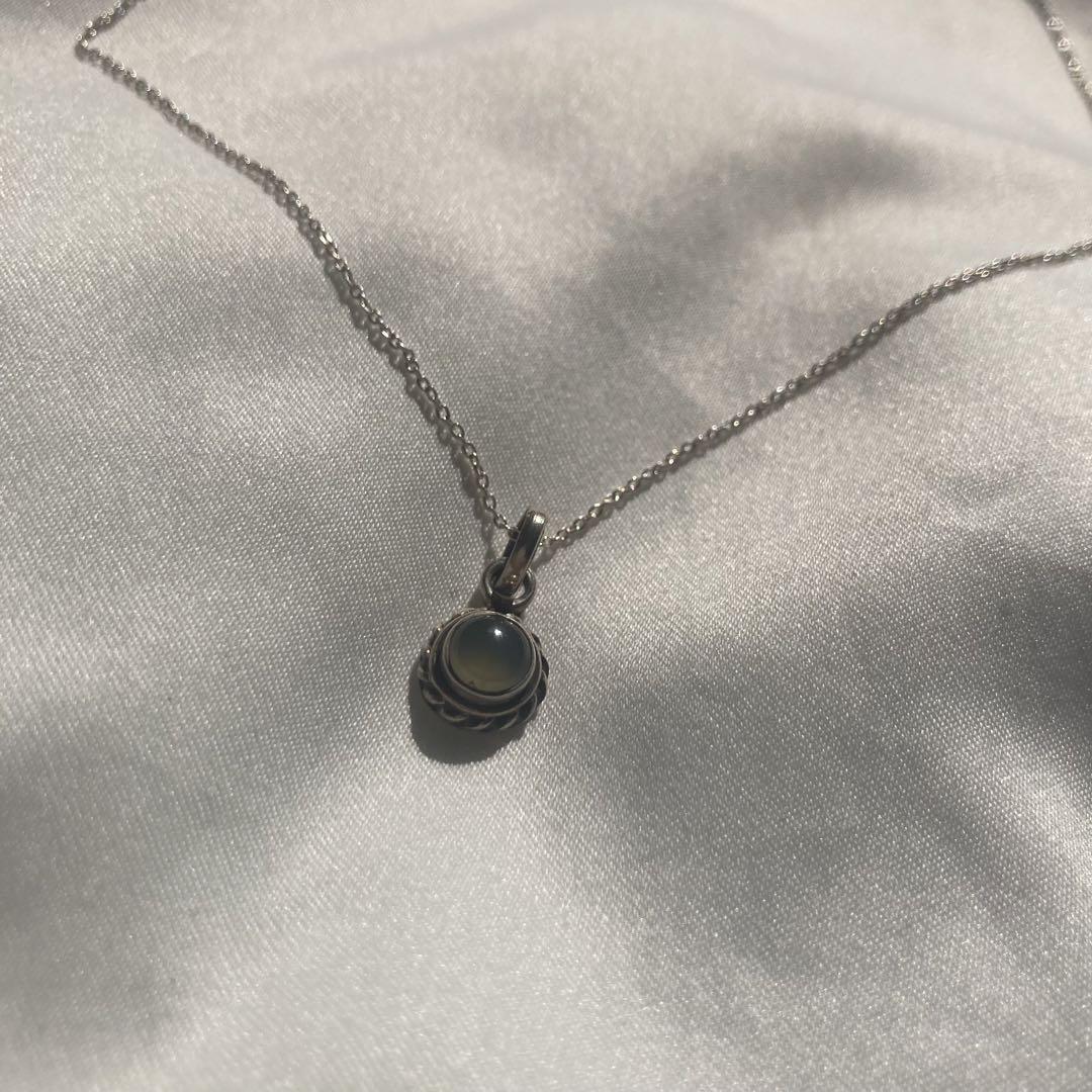 vintage Italy◯stone silver necklace◯925