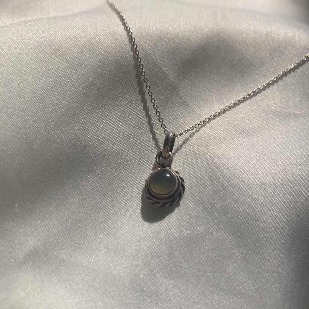 vintage Italy◯stone silver necklace◯925