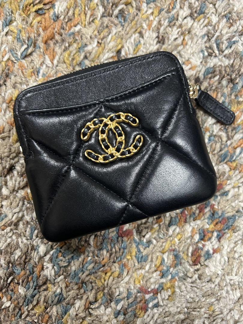 CHANEL ブラックレザーコインパース コインケース