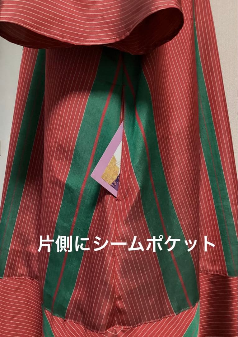 正絹★銘仙着物リメイク~洗い張り反物より~ぺプラム切り替えフレアワンピース五分袖