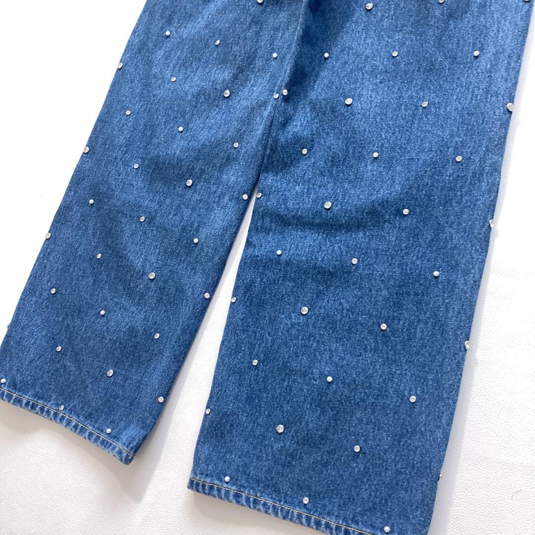 大人気美品】メゾンスペシャル ラインストーンパールデニム