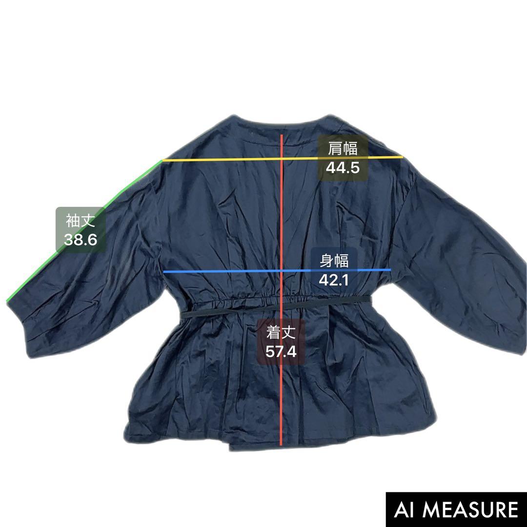 美品】かぐれ kagure カシュクール風ラップブラウス ネイビー