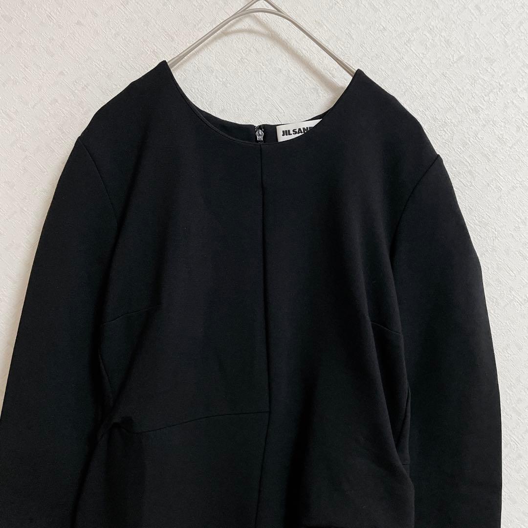 ジルサンダーロングワンピースイタリア製変形ブラック黒レーヨン34