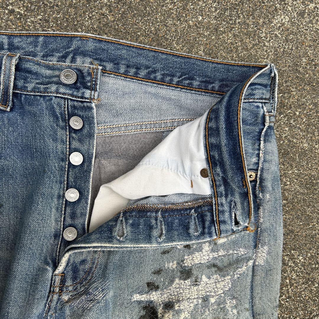 パンツ levis 501xx usa damege remake denim