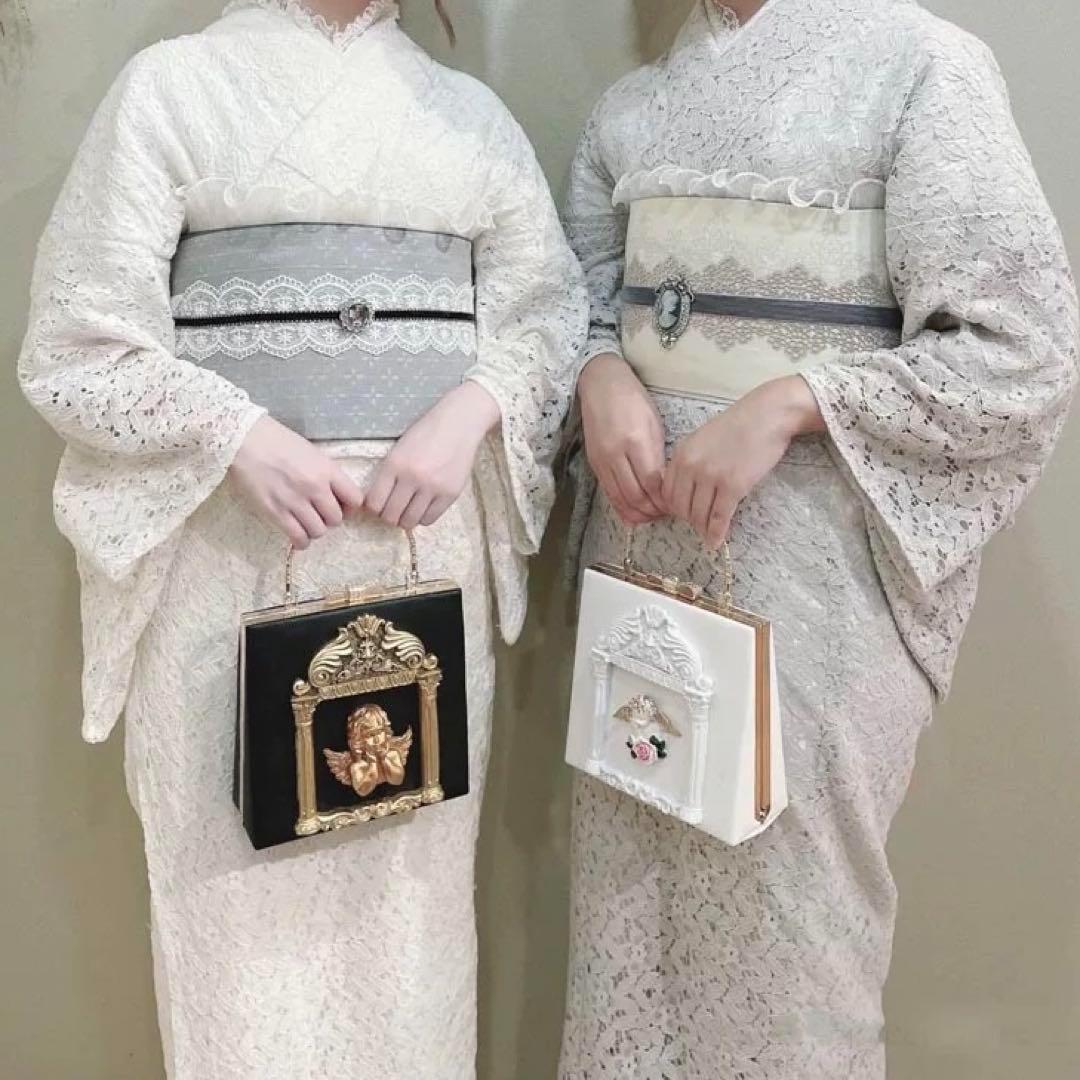 帯揚げ 帯飾り 黒 レース パール 着物 浴衣 兵児帯 振袖