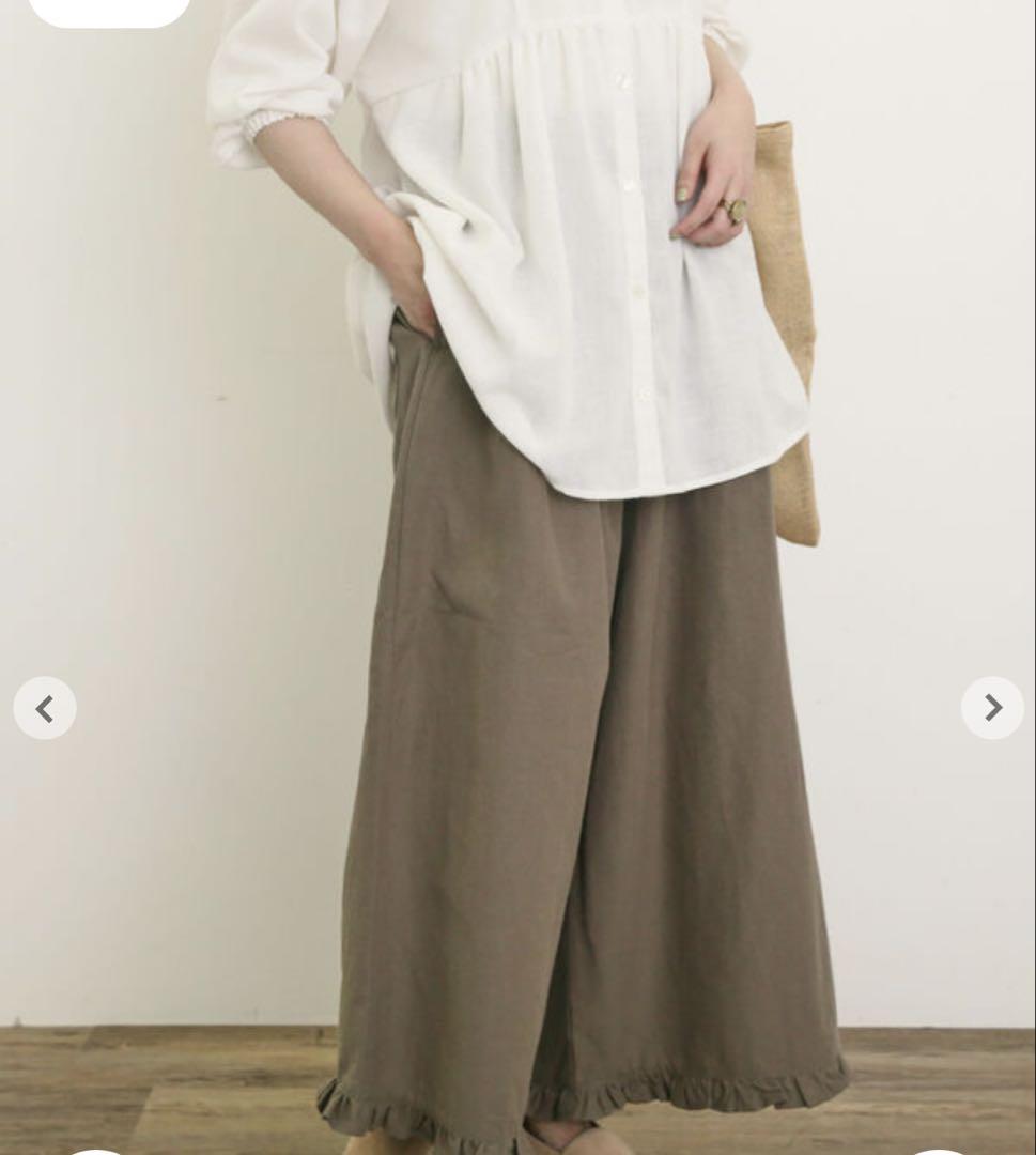 SM2 サマンサモスモス ★綿麻裾フリルはm(__)mパンツ　Ｍ　新品