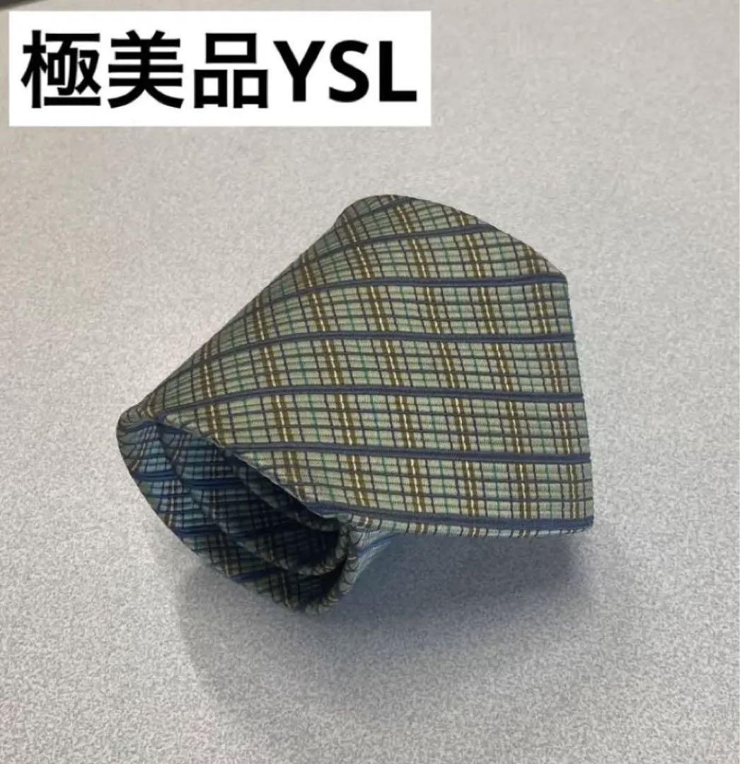 極美品 イヴサンローラン ネクタイ 3-88 YSL レジメンタル 財布
