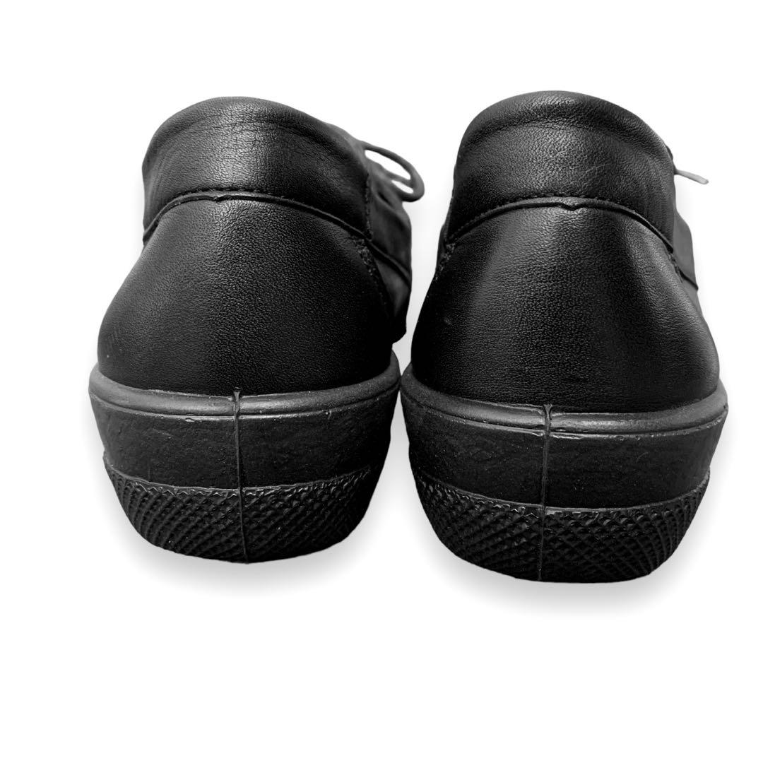 未使用】ecco 日本製 レザースニーカー 紐付きローファー24.0cm黒 人気