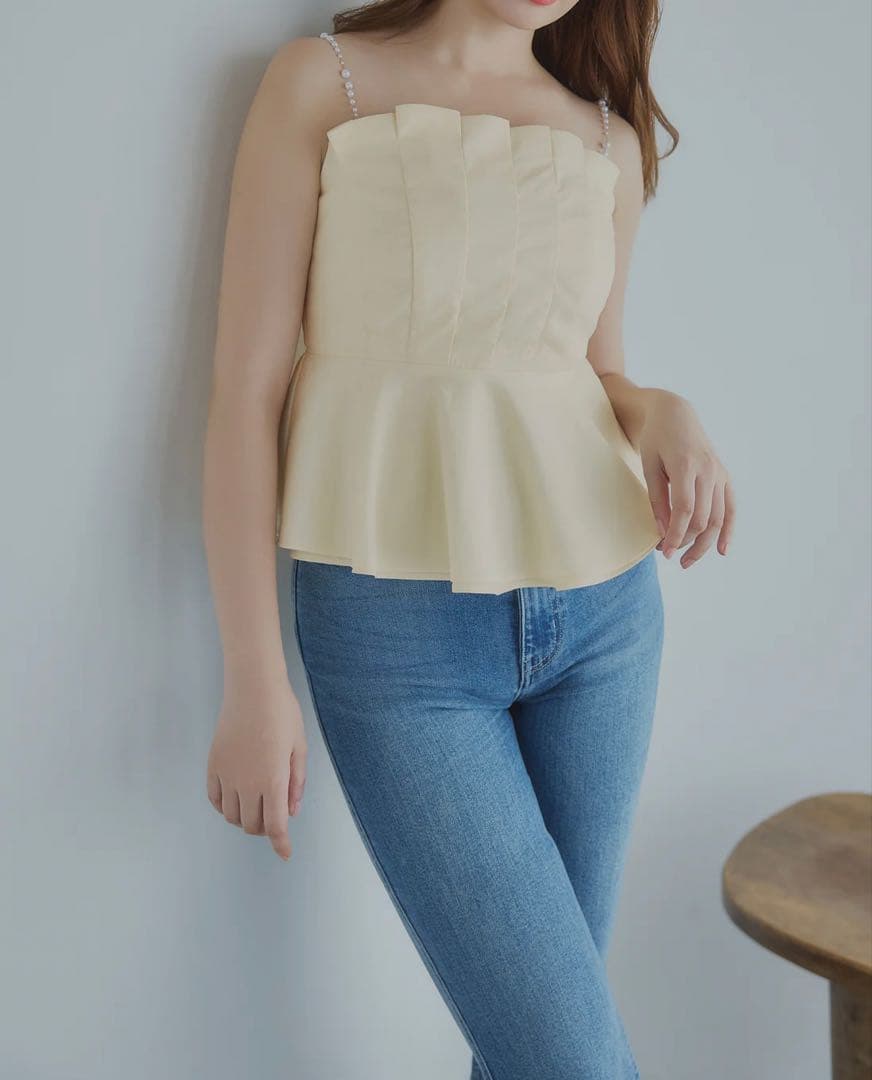 Pearl-Strap Frill Top