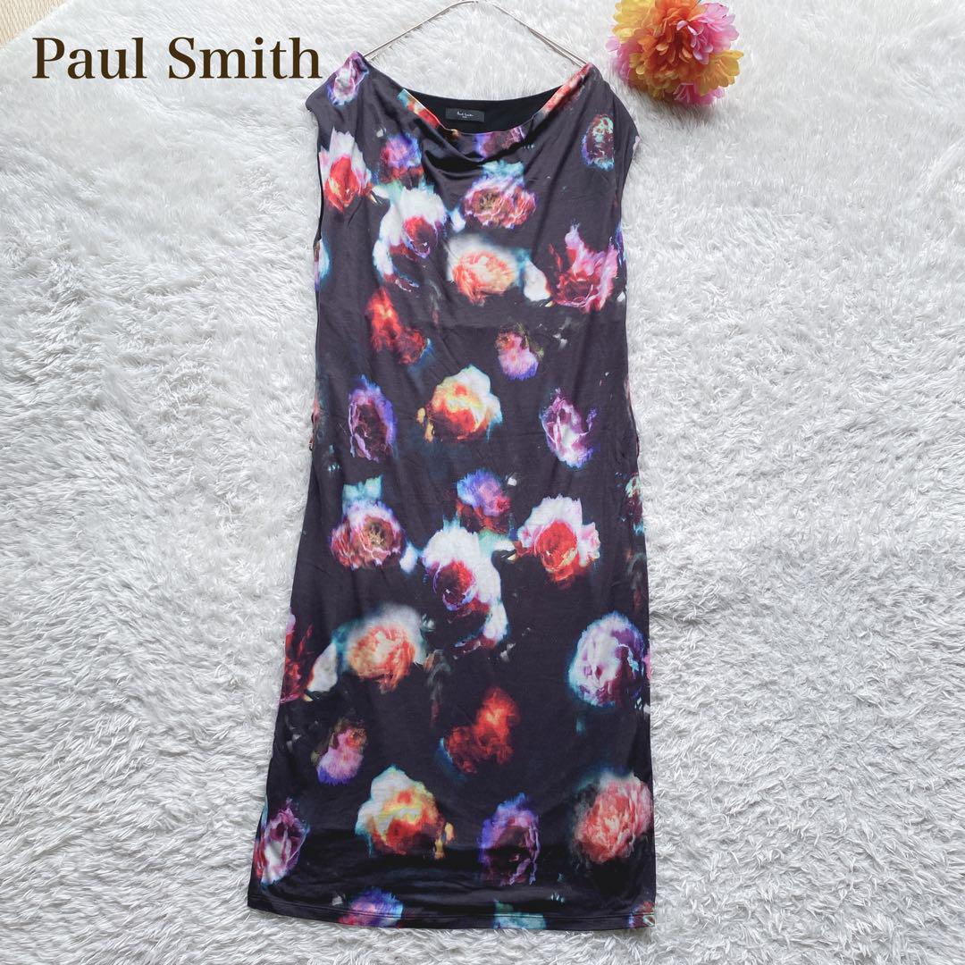 ポールスミスPaul Smith 袖マルチカラーVネックワンピース 黒