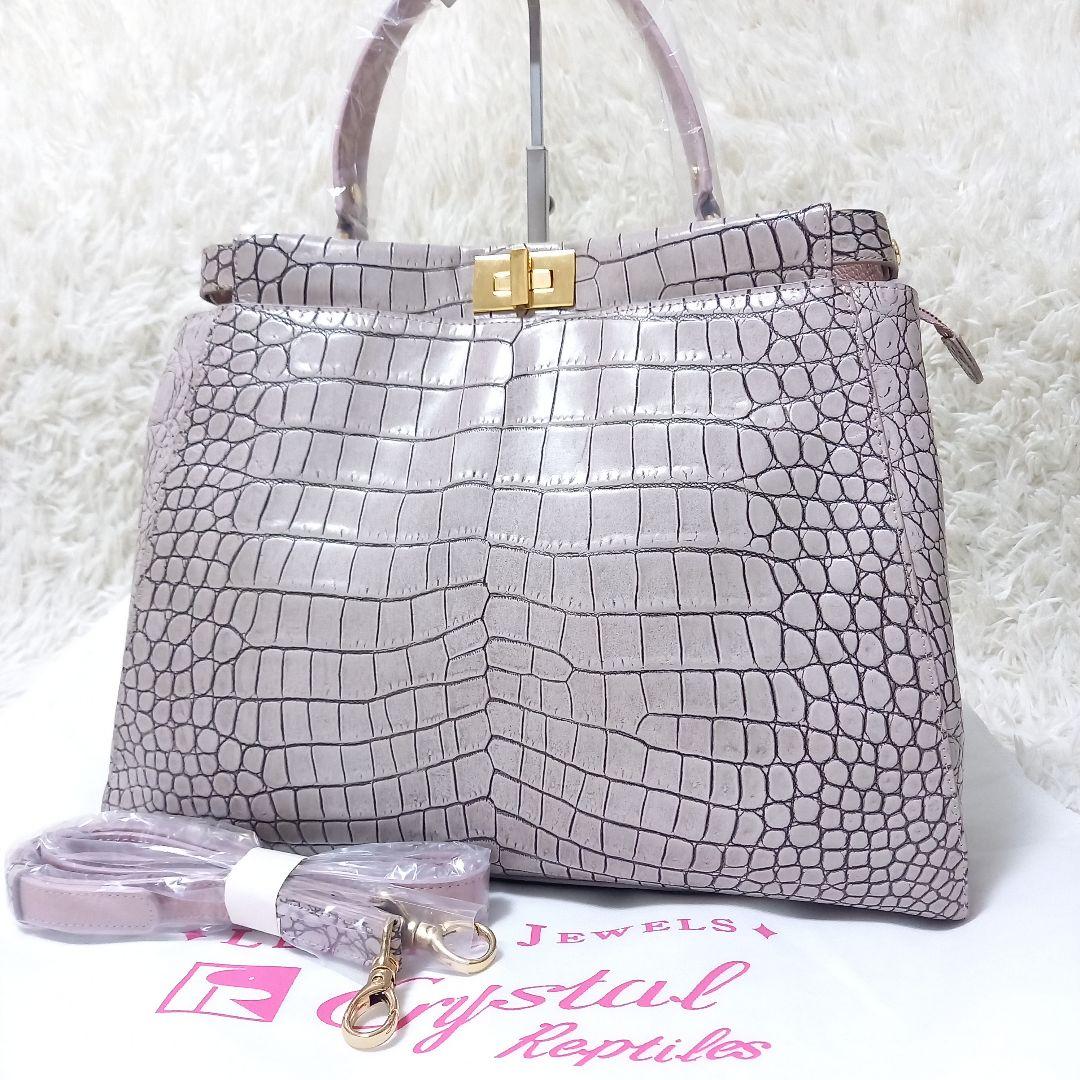 ● ● LEATHER JEWELS 2way クロコ 型押し ターンロック