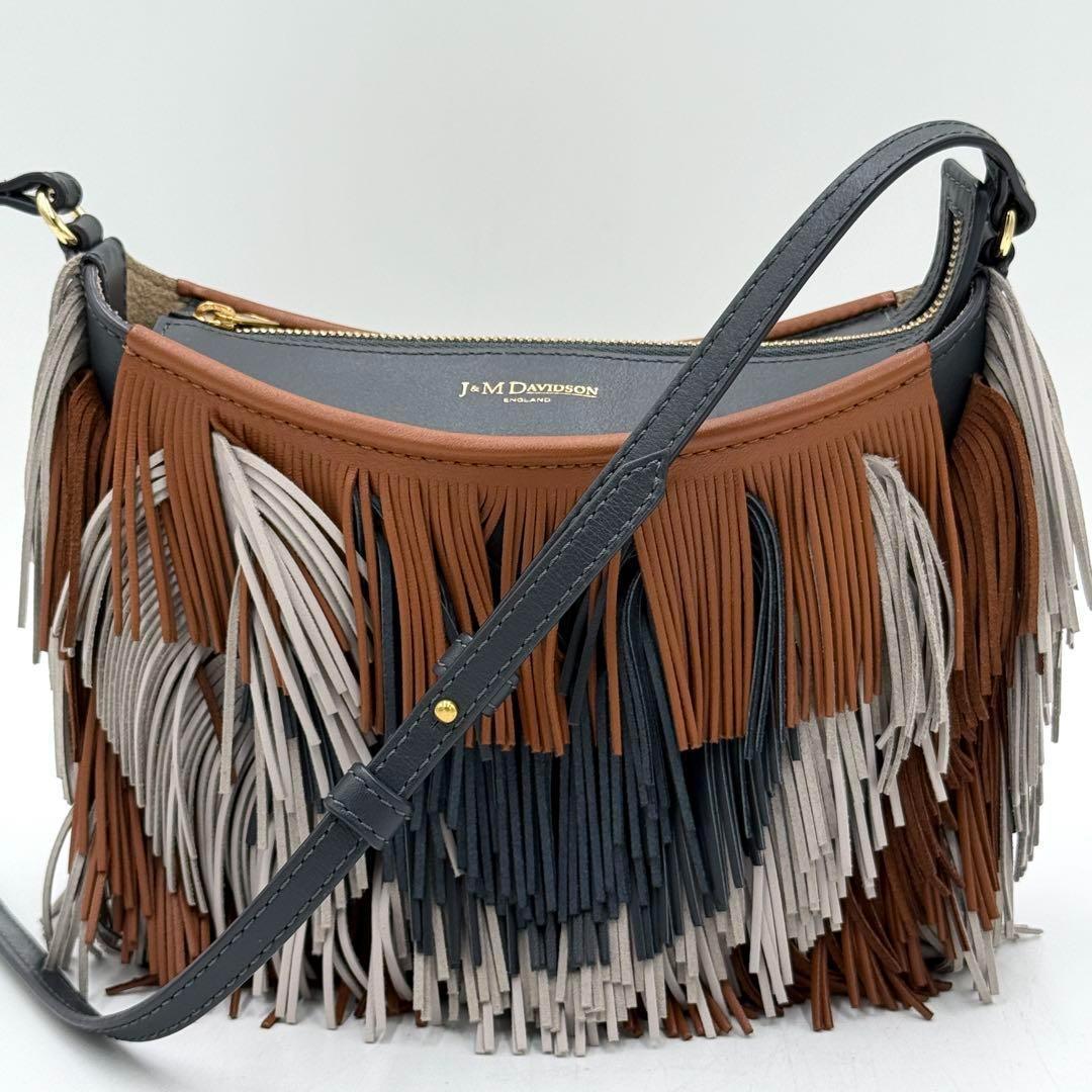 【極美品】J&M DAVIDSON ミニ フィエスタ ショルダー ロゴ フリンジ