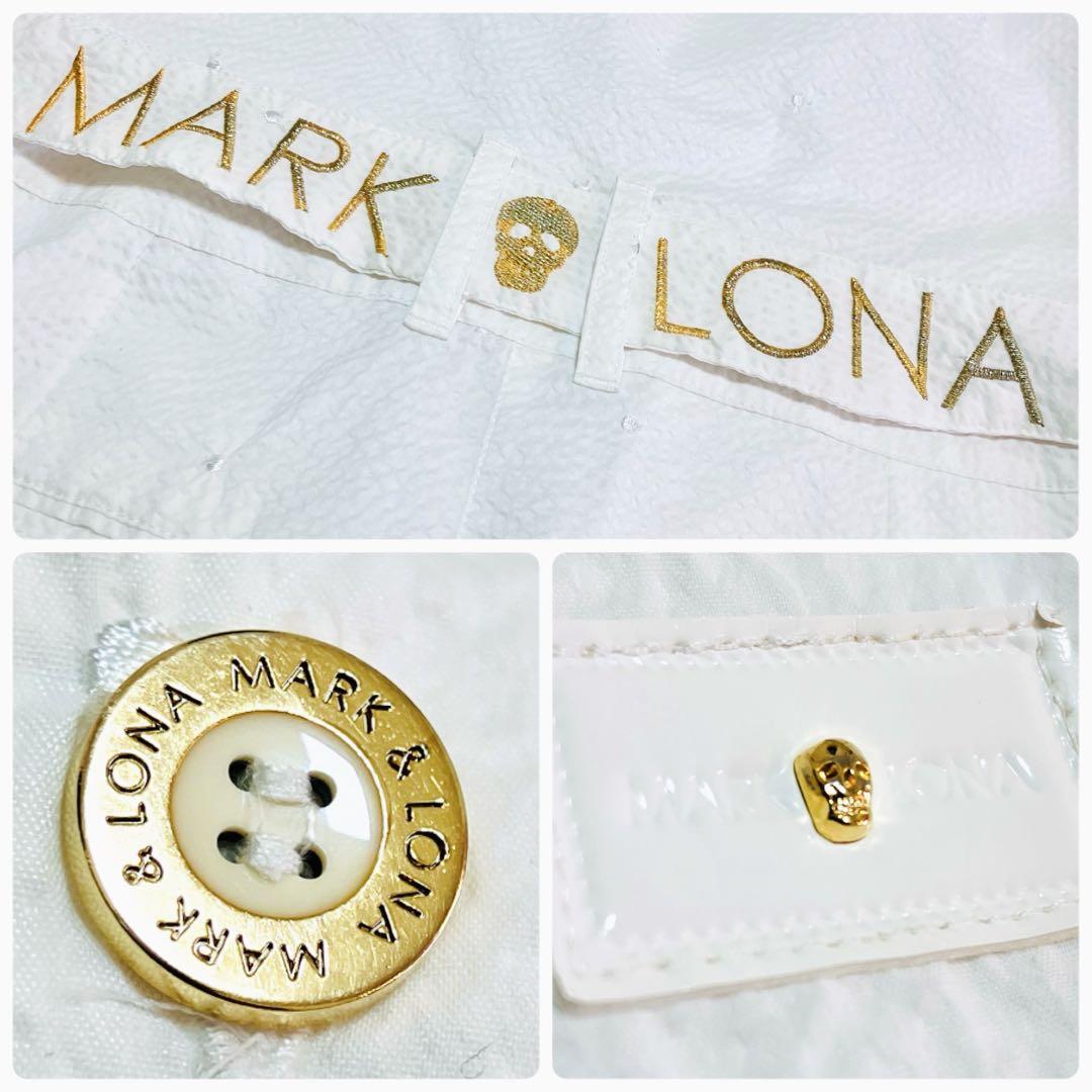 MARK&LONA ゴルフ 半袖 ワンピース シアサッカー ホワイト S