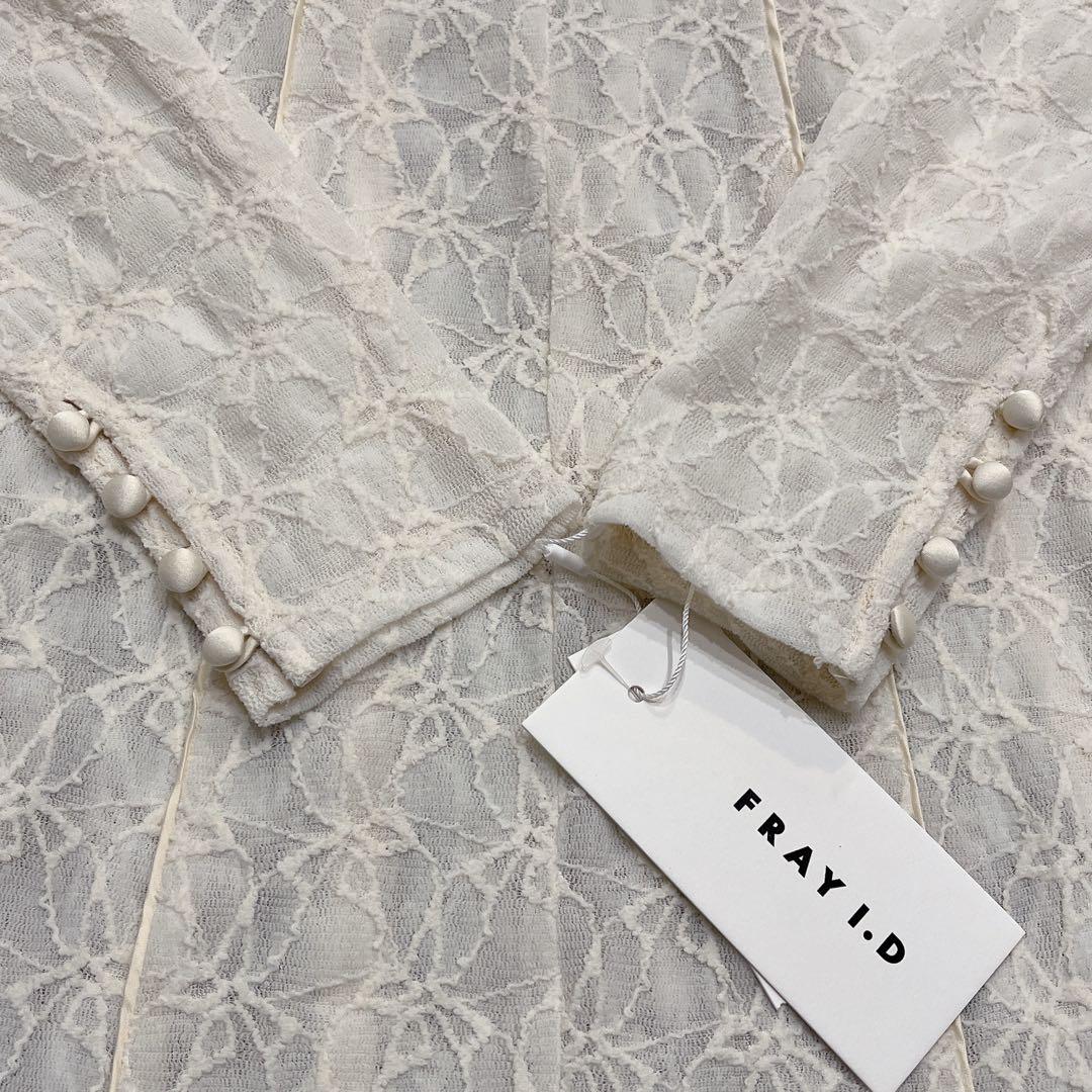 タグ付き✨フレイアイディー フロッキーシュリンクレースワンピース M アイボリー
