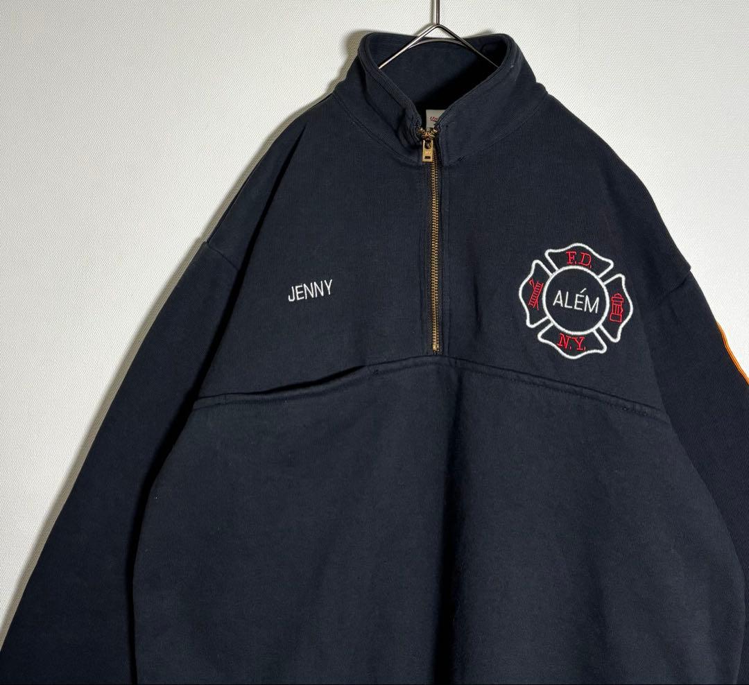 Uinon Line USA製 ハーフジップ　ファイヤーマン　裏起毛　スウェット