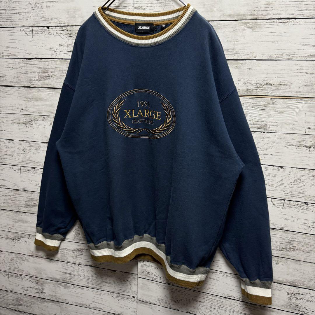 115【人気のLサイズ】エクストララージ　刺繍ビッグロゴ　レア　スウェット