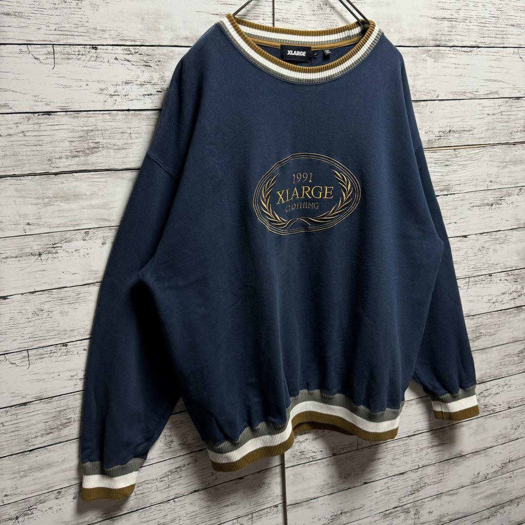 115【人気のLサイズ】エクストララージ　刺繍ビッグロゴ　レア　スウェット
