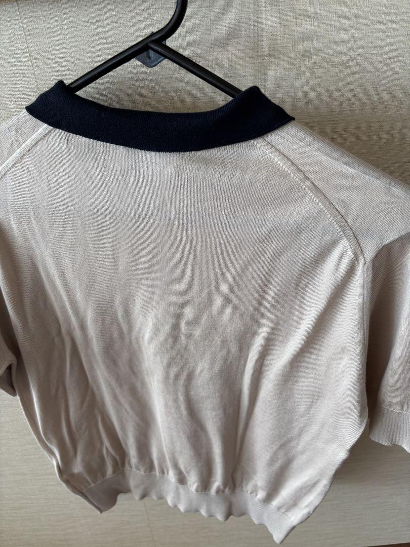 JOHN SMEDLEY 未使用　正規品　半袖ニット M ベージュ ネイビー襟