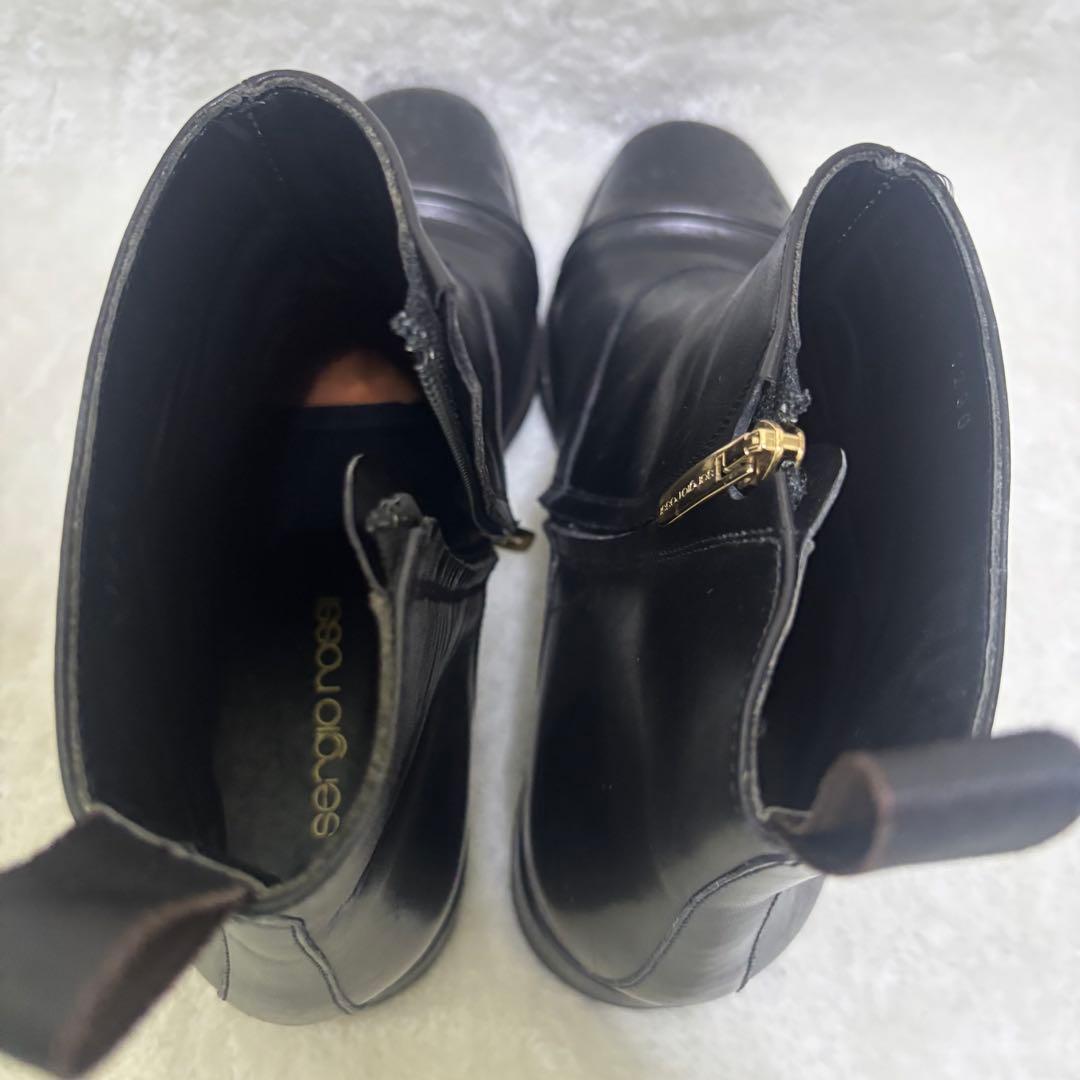 【希少】Sergio Rossi サイドジップ 本革 ブーツ BLACK 1/2 ファッション 【希少】Sergio Rossi サイドジップ 本革