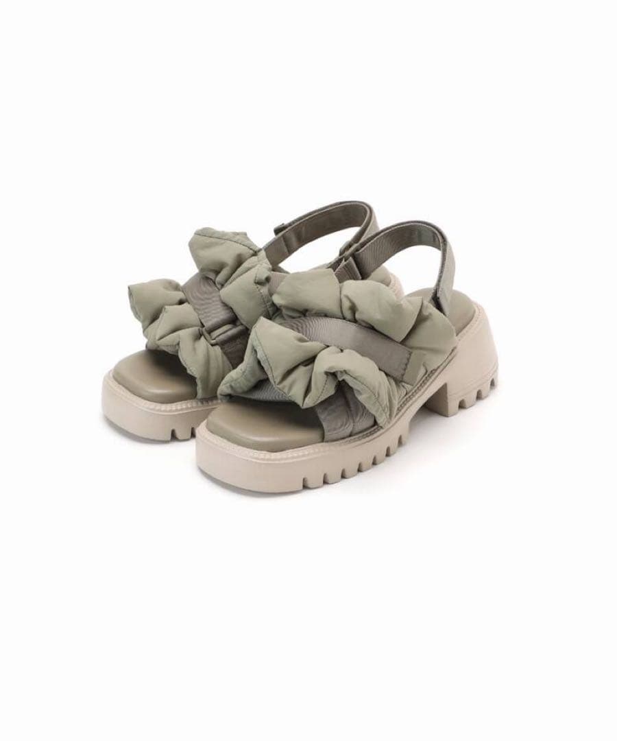 KARIN TAKUBO×LE TALONフリルクロススリングバックサンダル