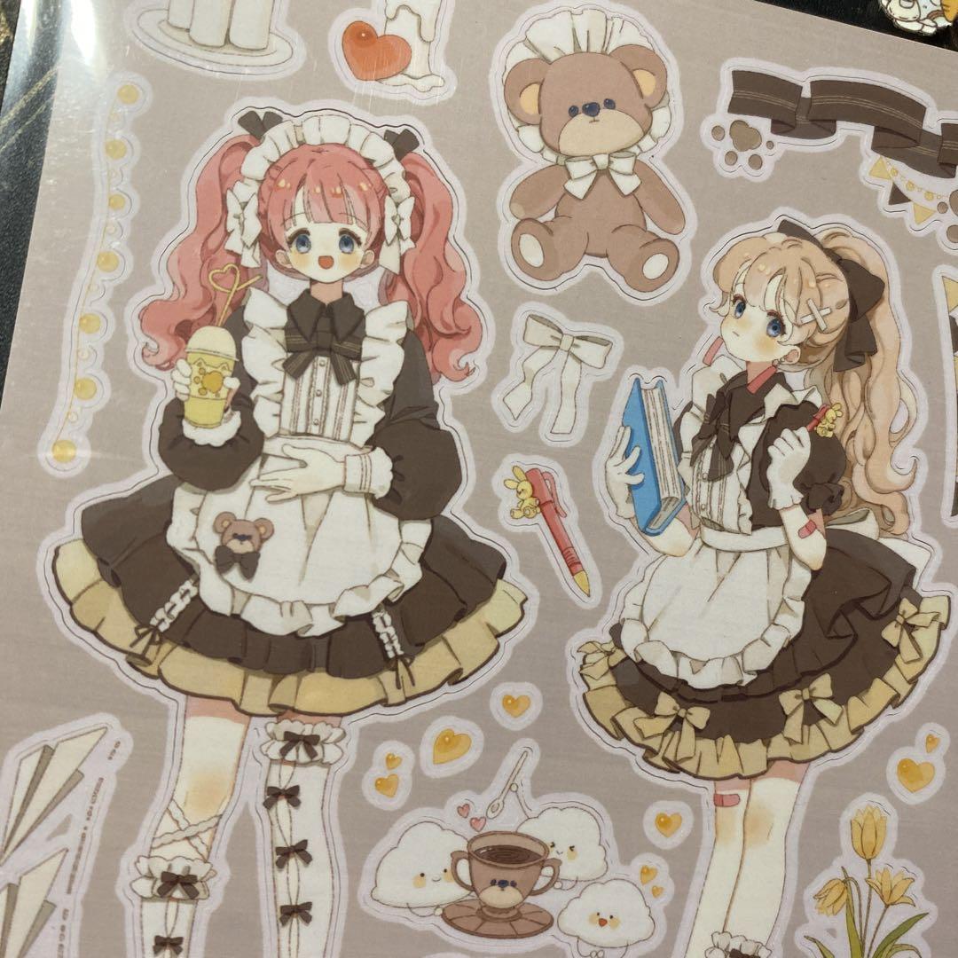 【6437】海外　カッティングシール　メイド　可愛い