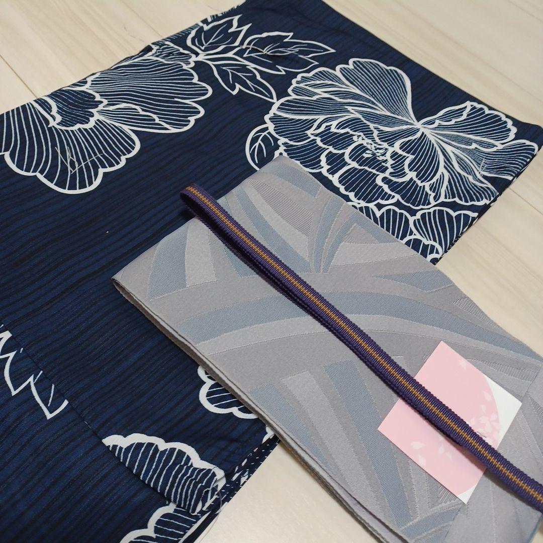新品☆呉服屋♪吸水速乾！大人上品な濃紺 スレンダー夏着物 浴衣
