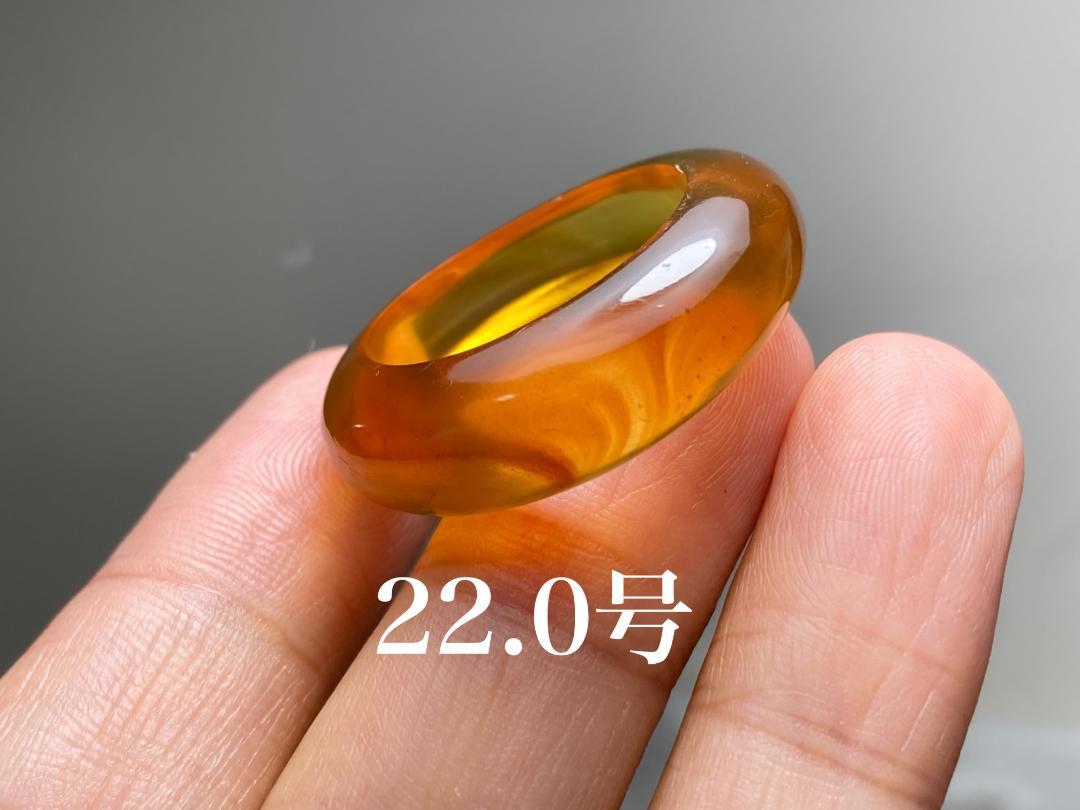 L5-107 美品 22.0号 一点物 天然琥珀 ミャンマー産 くりぬき リング
