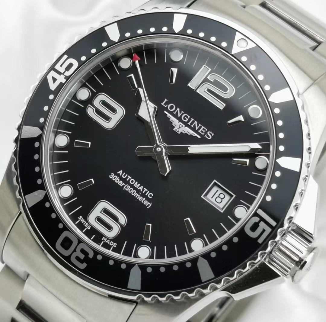 ロンジン ハイドロコンクエスト 自動巻き ブラックダイヤル メンズウォッチ L37423567, ブラック, ダイビングウォッチ 並行輸入品 LONGINES ロンジン L3.642.4 ハイドロコンクエスト ブラックダイヤル
