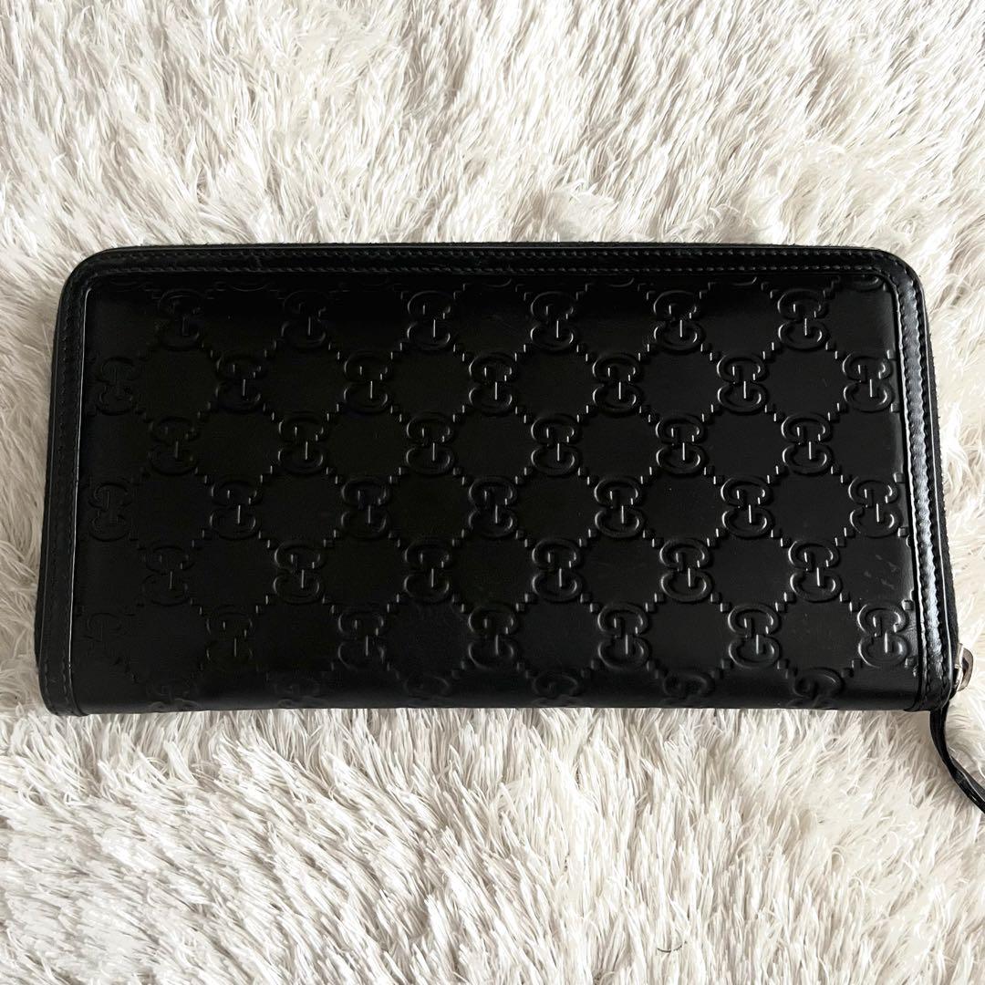 グッチ 長財布 オーガナイザー レザー シマ シェリーライン ブラック 画像3