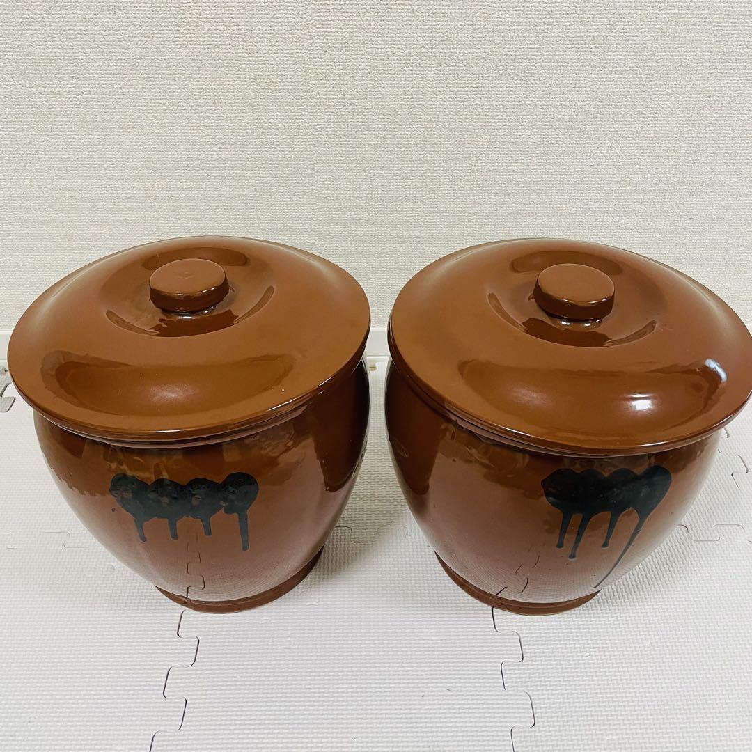 久松窯　5号　丸かめ 漬物容器 常滑焼 保存容器 蓋付　2個セット