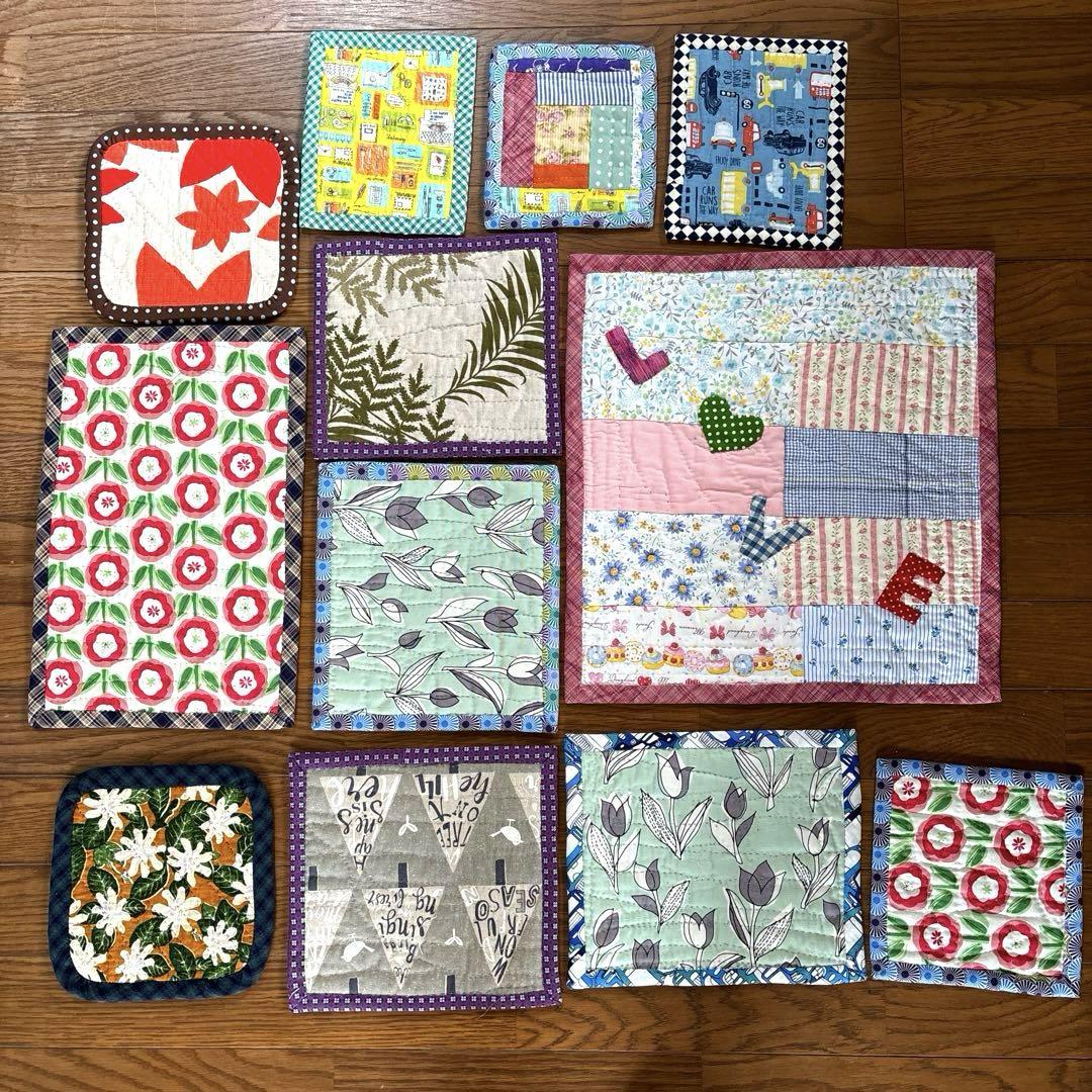 12点セット　パッチワーク　キルト　ミニタペストリー　ハンドメイド　アップリケ