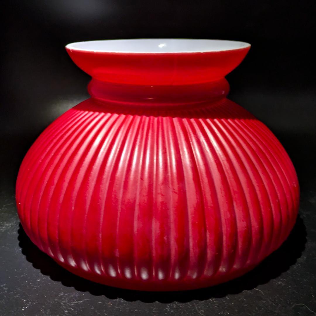 赤色リブ模様ランプシェード ヴィンテージ照明